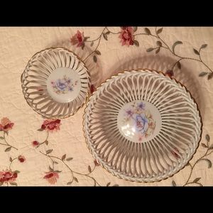 Vintage Porcelain Open-Weave Bowl Set